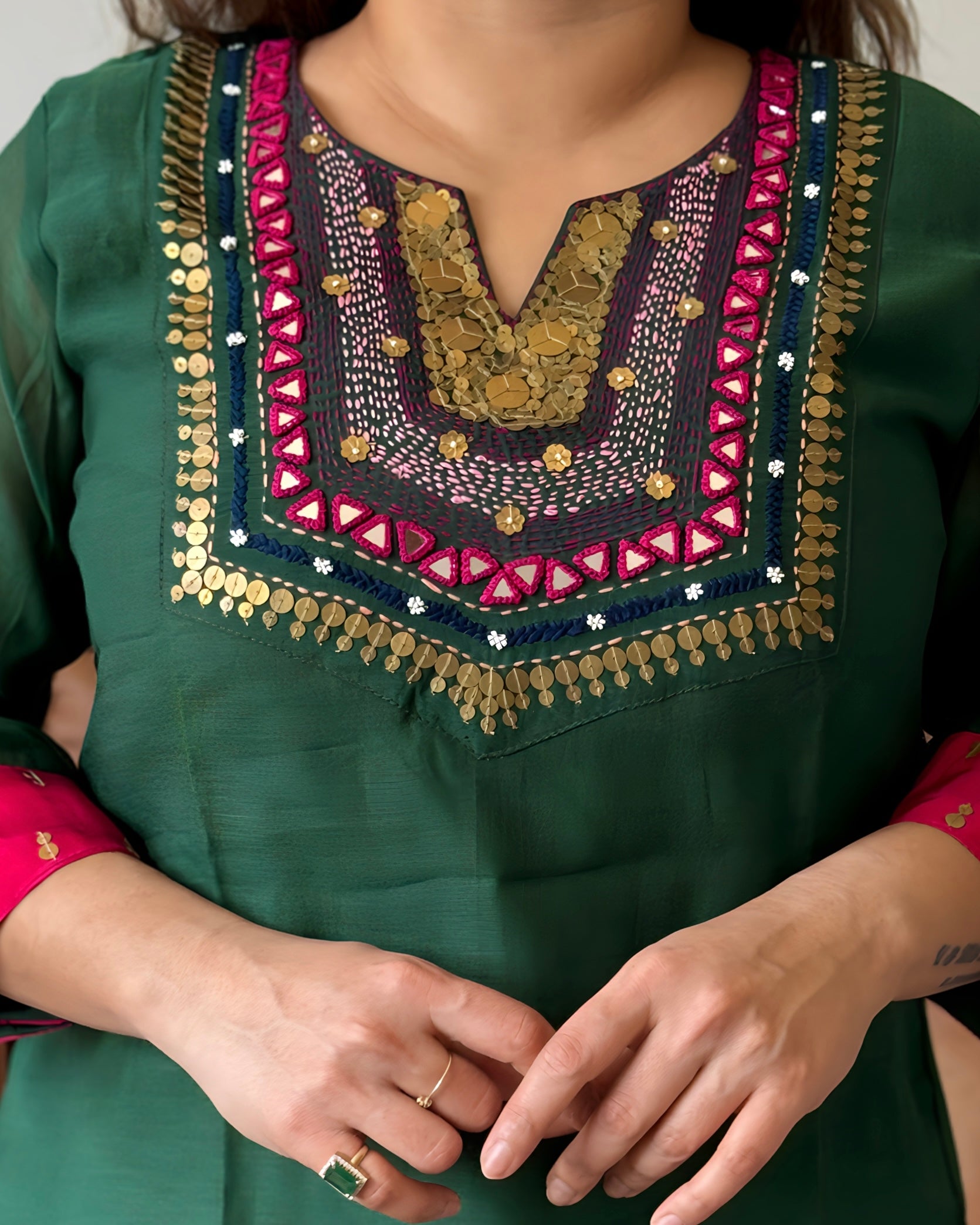 Green Mul Chanderi Bharatkaam
