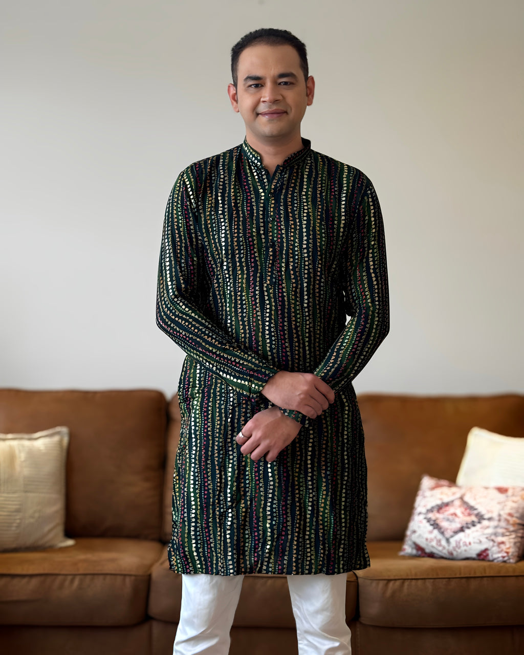 Green Bandhani Kurta
