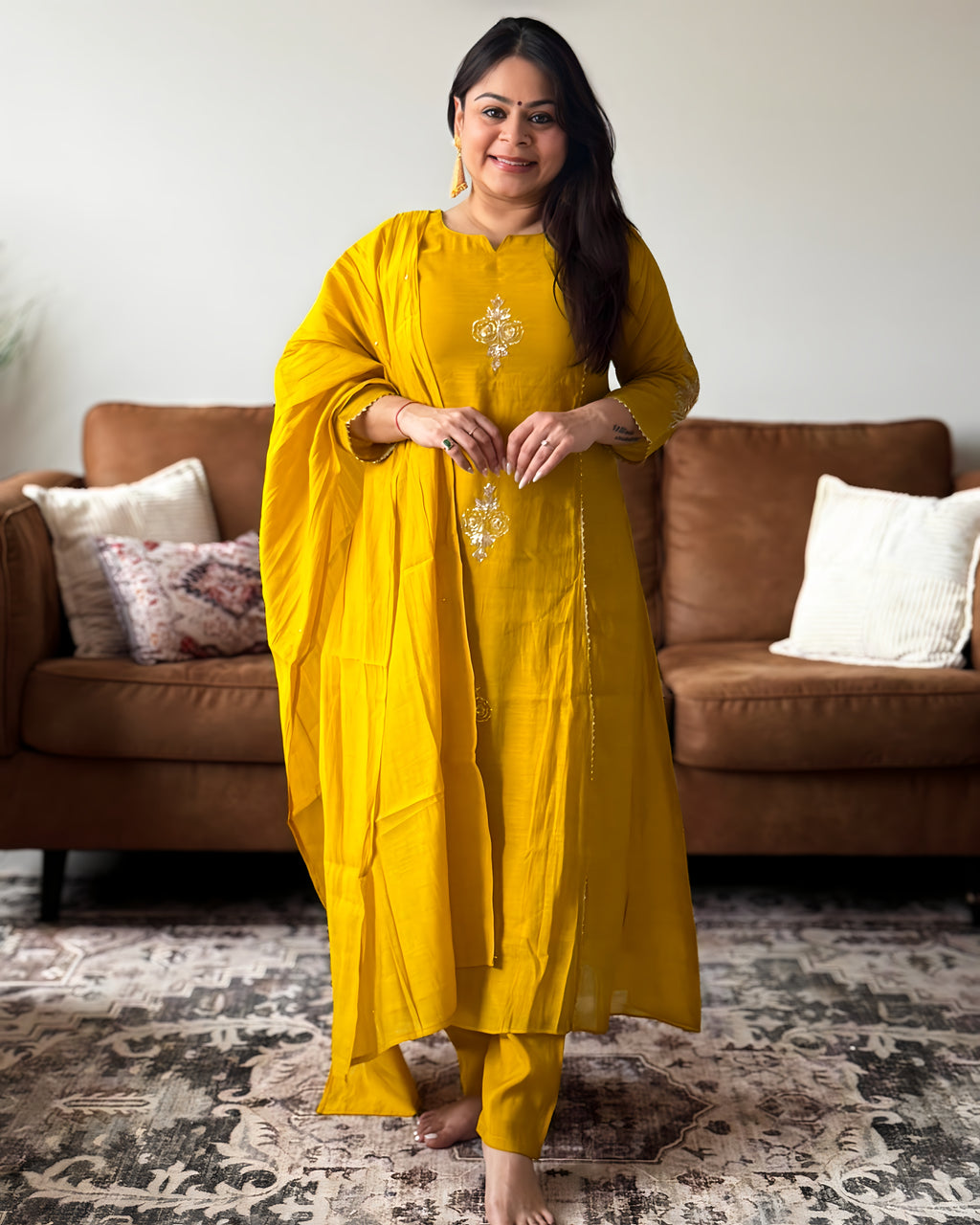 Haldi Glow Chanderi Suit Set