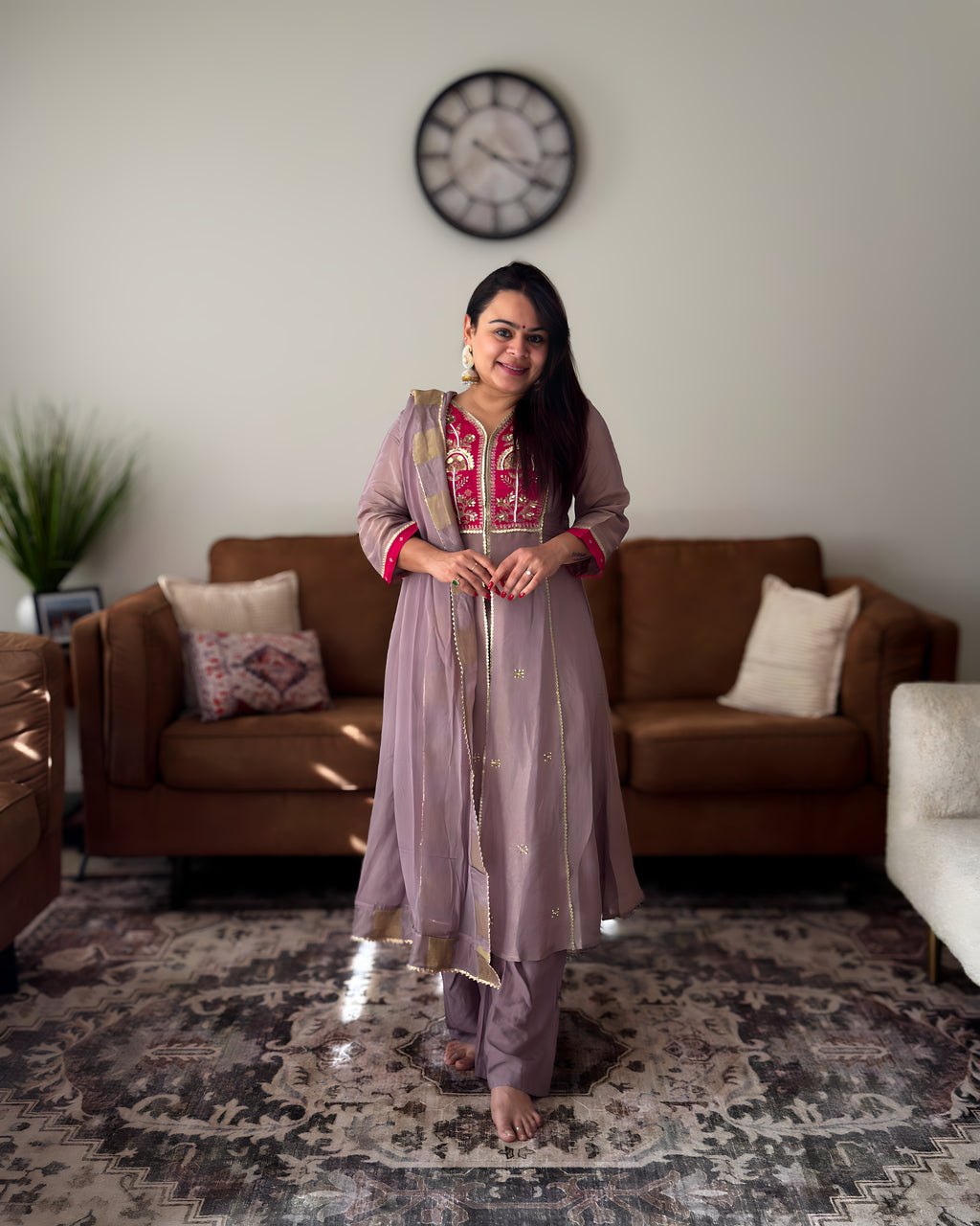 Dhwani wearing Purple Shimmer Split available in Canada and USA