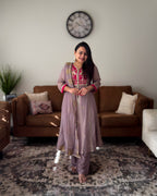 Dhwani wearing Purple Shimmer Split available in Canada and USA