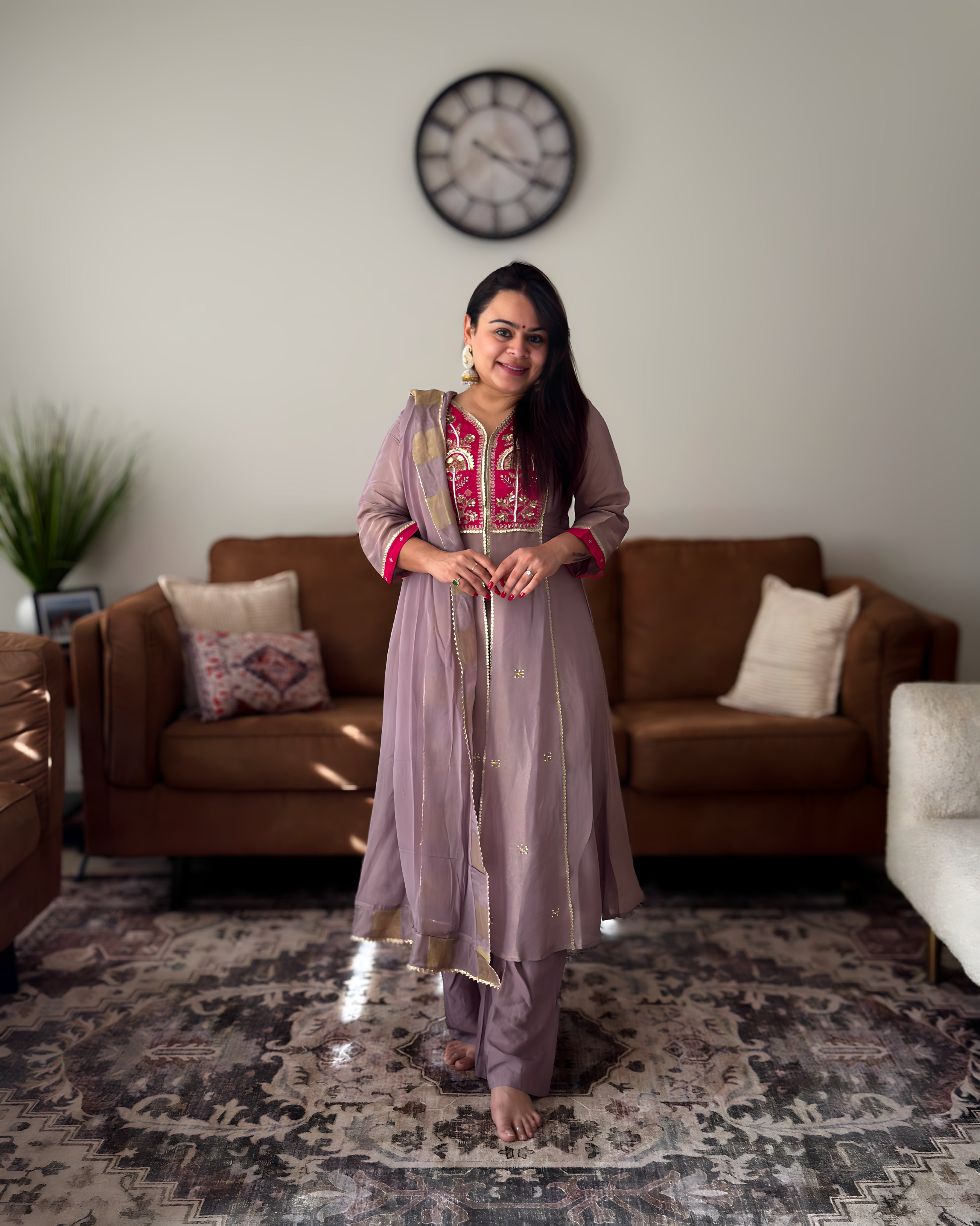 Dhwani wearing Purple Shimmer Split available in Canada and USA