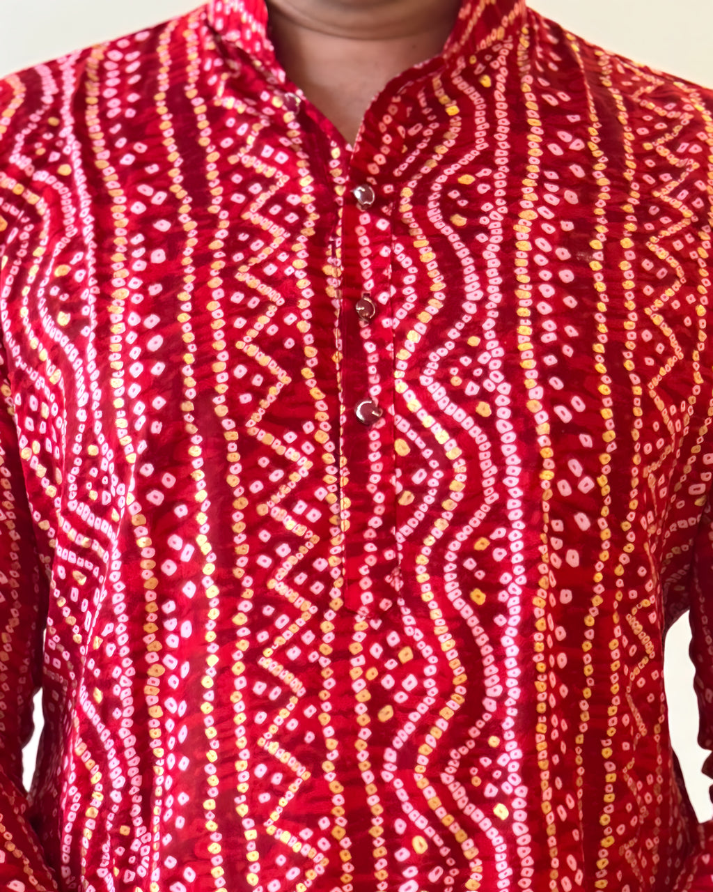 Red Bandhani Kurta
