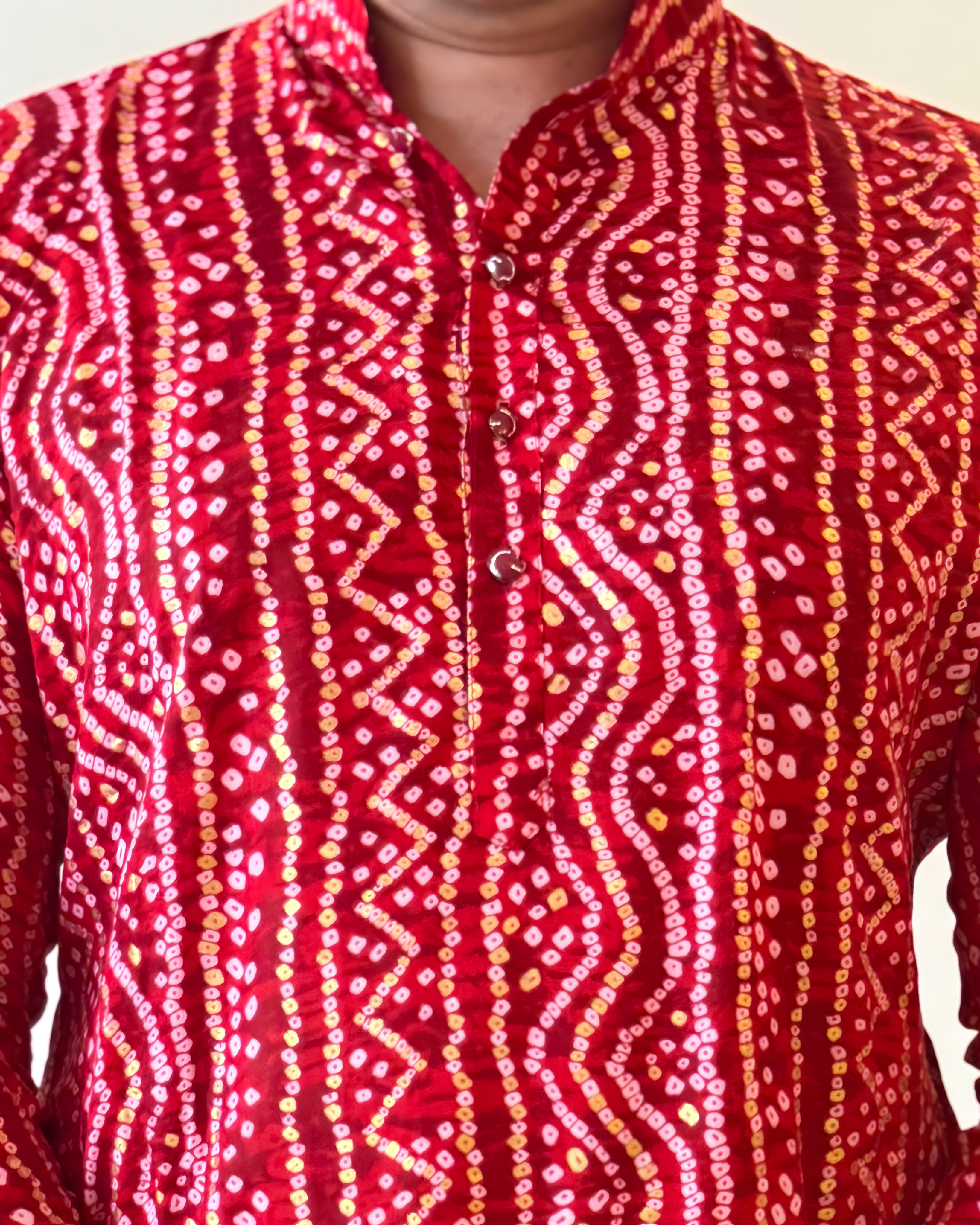 Red Bandhani Kurta