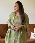 Pastel Green Shimmer Glass Tissue Kurta Set