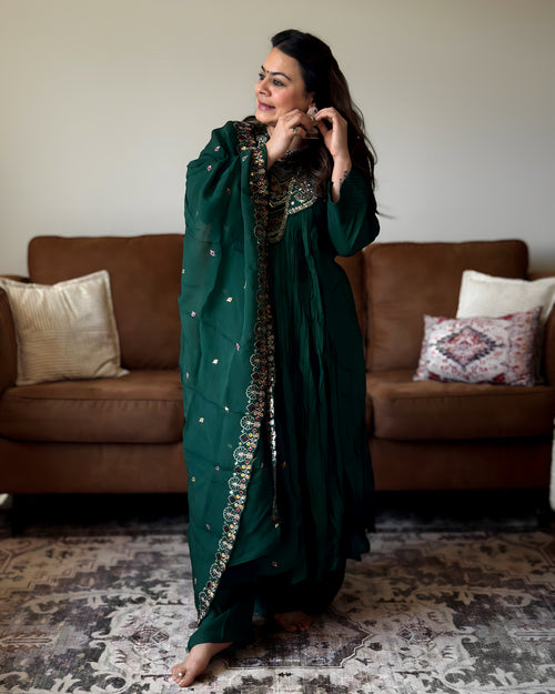 Bottle Green Anarkali