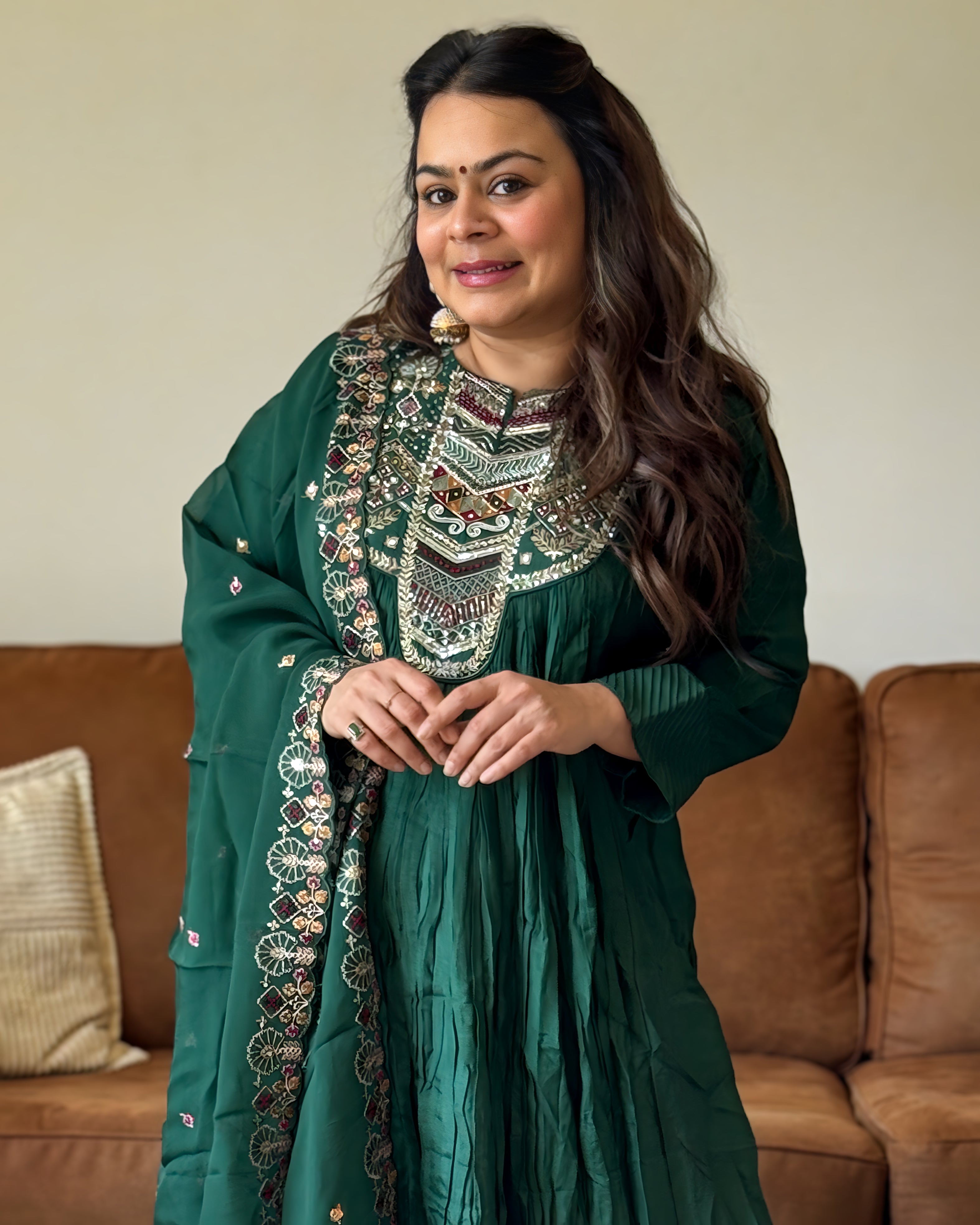 Bottle Green Anarkali
