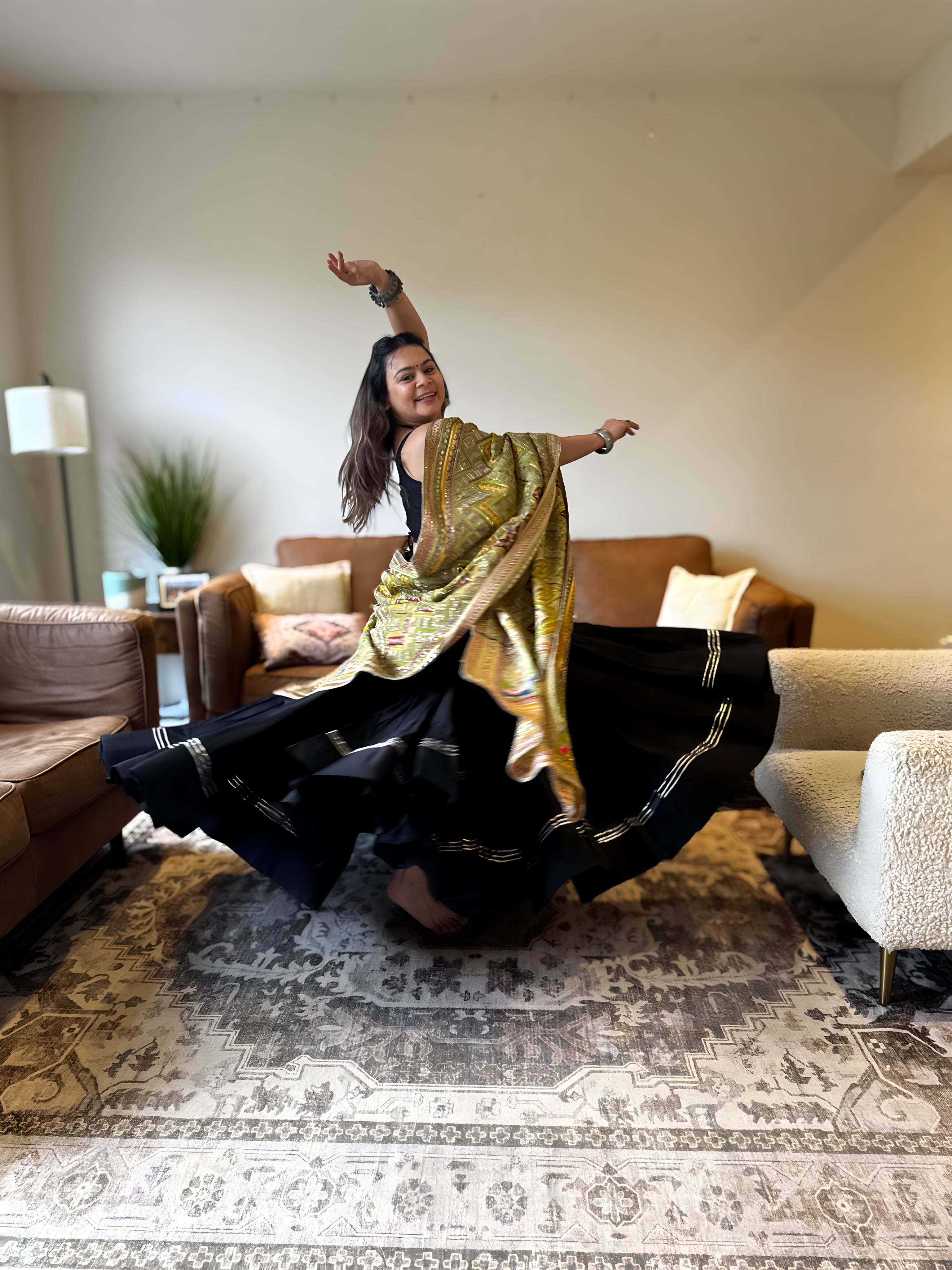 Black & Green Gamthi Chaniya Choli for Women | 18 Meter Gher