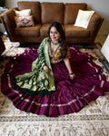 Purple Multicolor Chaniya Choli with Authentic Green Bandhani Dupatta – 18 Metre Gher
