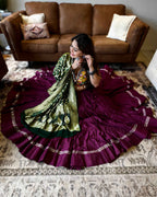 Purple Multicolor Chaniya Choli with Authentic Green Bandhani Dupatta – 18 Metre Gher