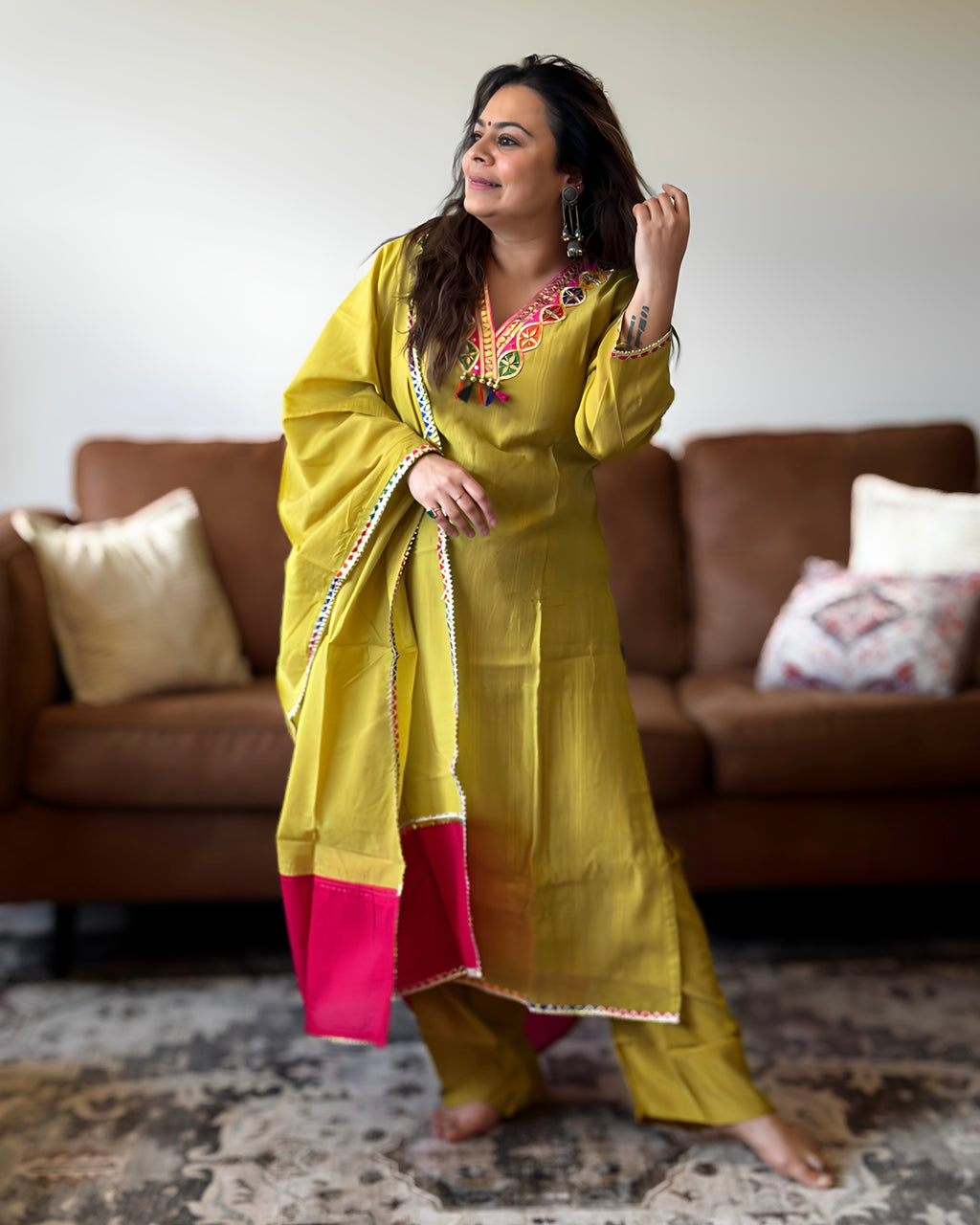 Parrot Green Dola Silk