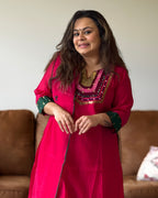 Pink Mul Chanderi Bharatkaam Kurta