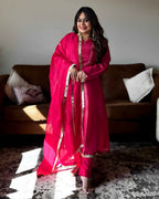 Pink Soft Tissue Embroidered Suit Set