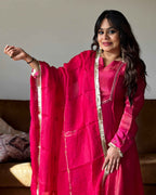 Pink Soft Tissue Embroidered Suit Set