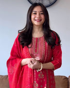 Rani Pink Bandhani Embroidered Suit Set with Dupatta