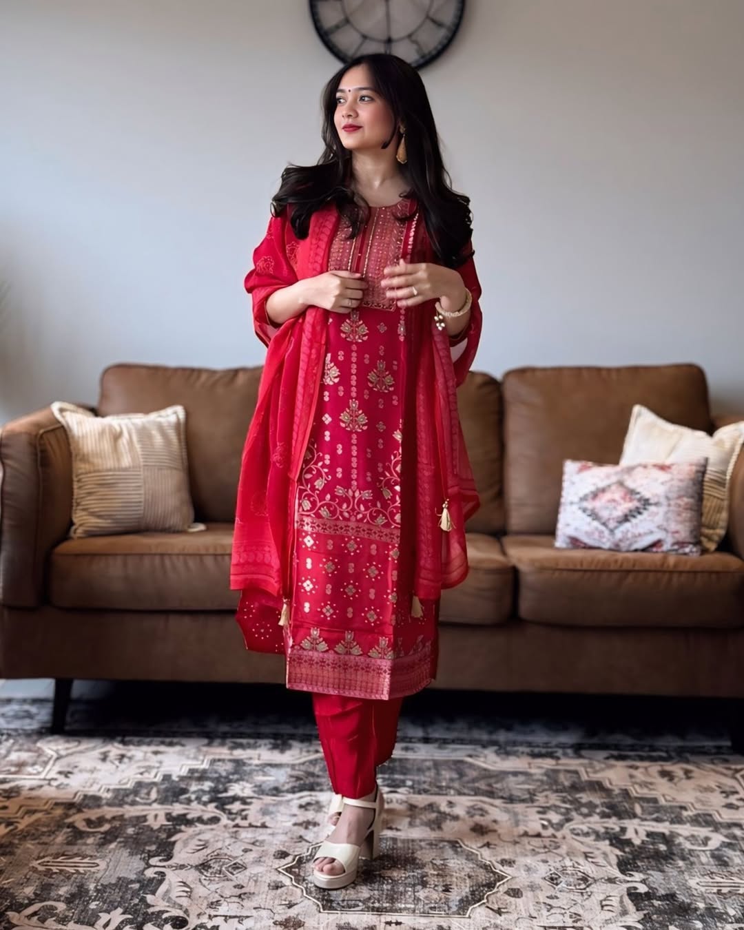 Rani Pink Bandhani Embroidered Suit Set with Dupatta