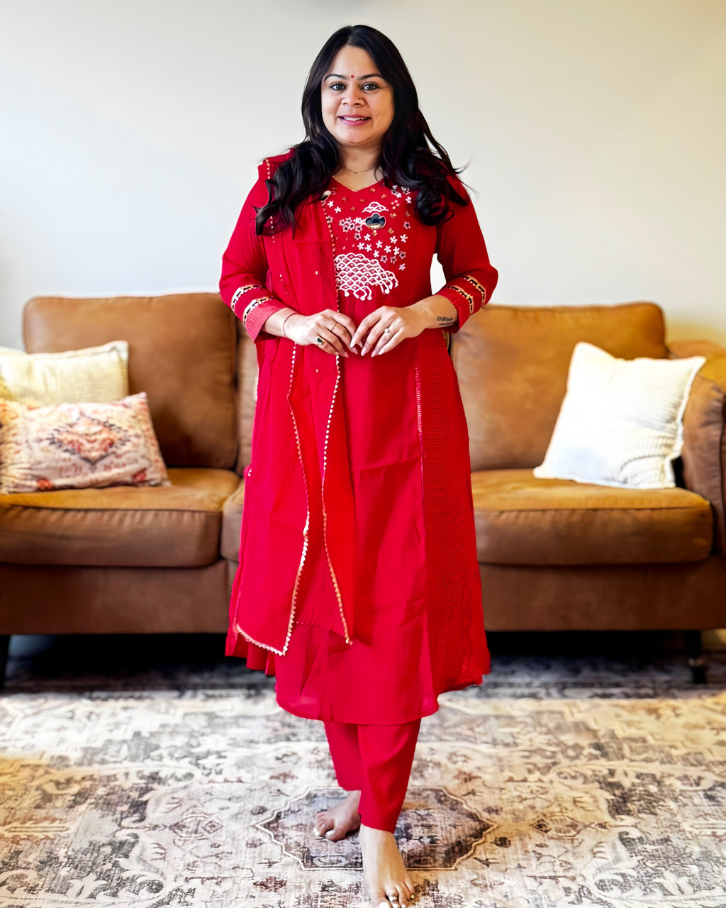 Rani Pink Embroidered Chinon Suit Set