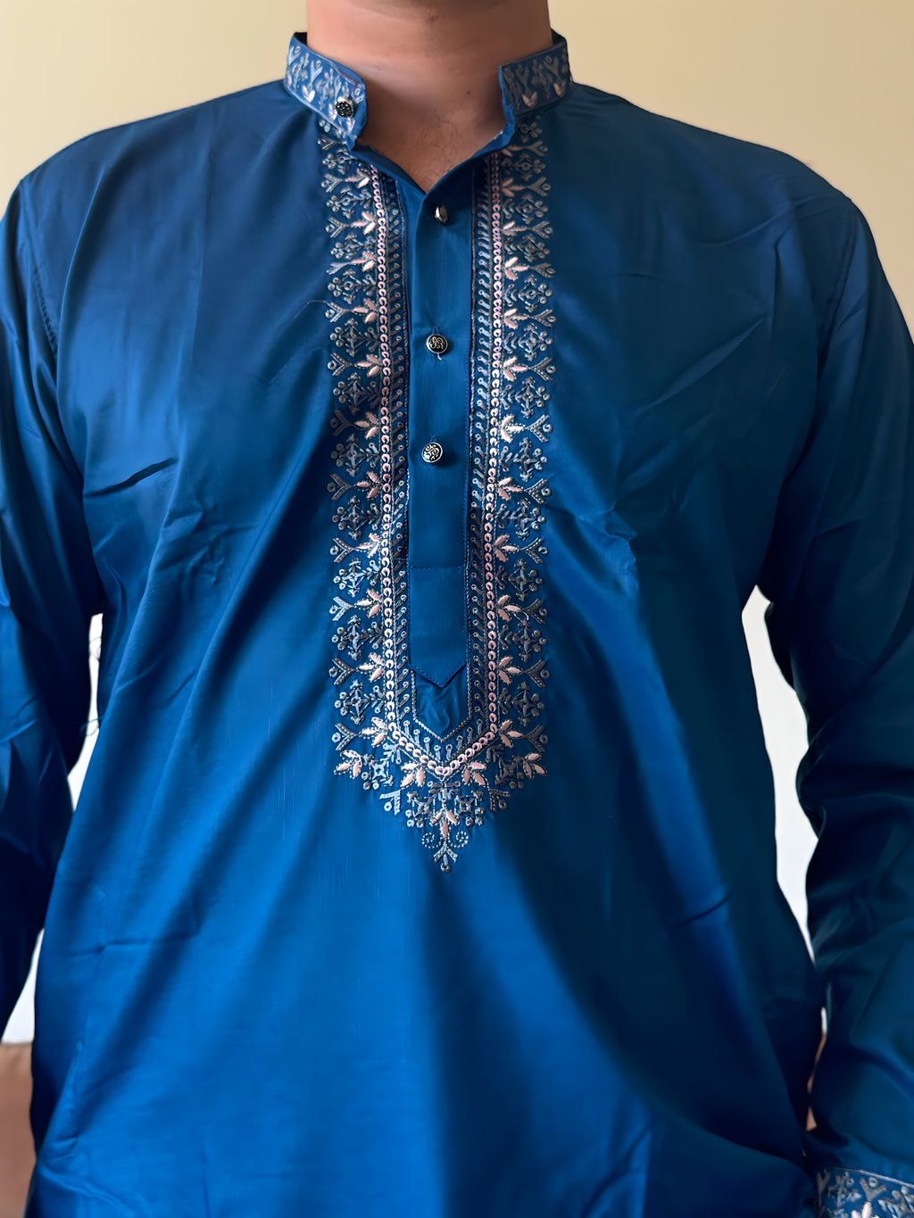 Blue Work Men Kurta