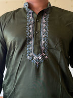 Green Work Men Kurta