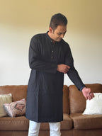 Black Plain Men Kurta