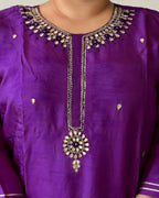 Purple Gota Patti Premium Russian Silk Suit Set – Festive Ethnic Wear with Round Neck