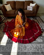 Red Multicolor Chaniya Choli with Authentic Orange Bandhani Dupatta – 18 Metre Gher