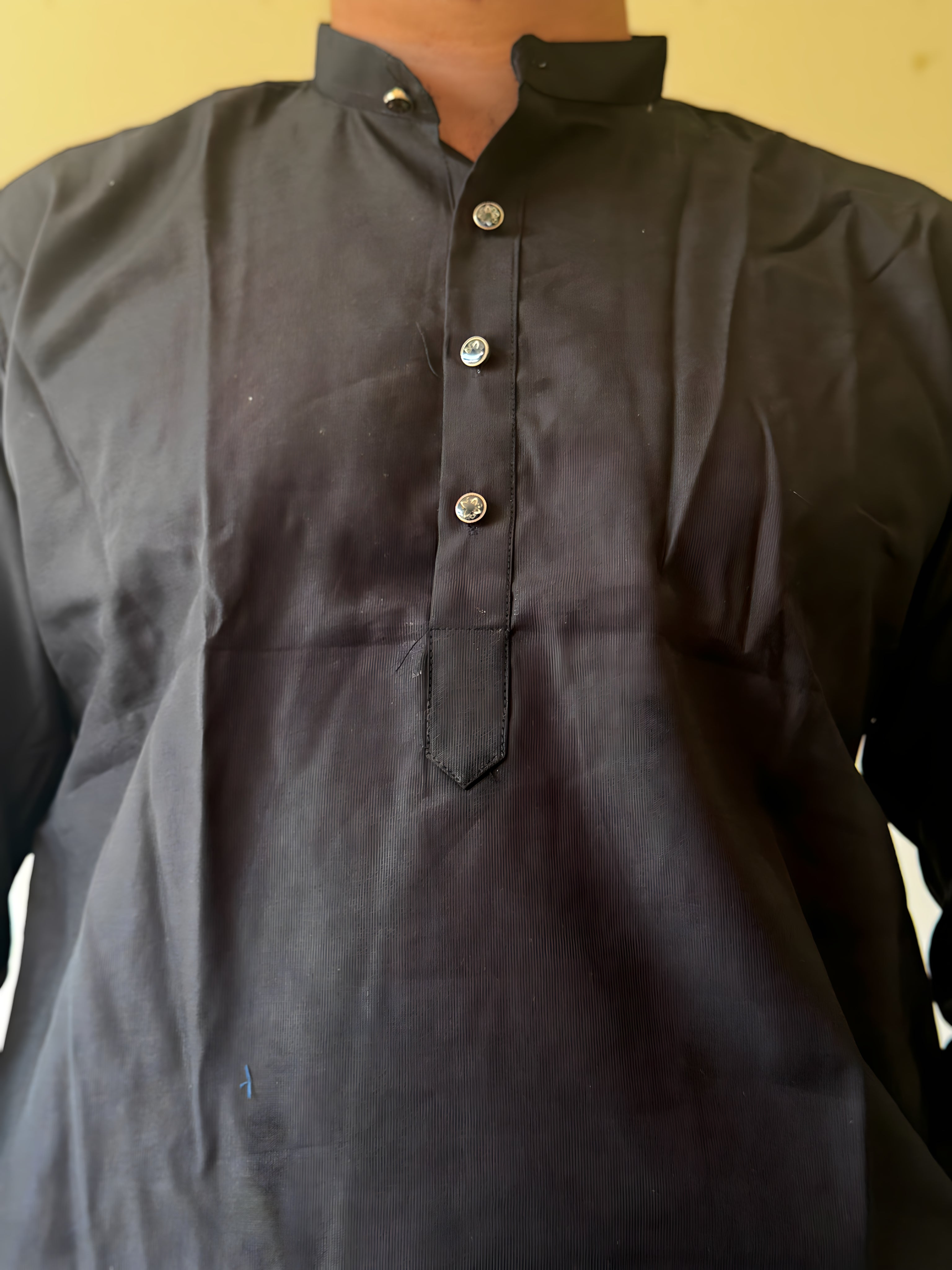 Black Plain Men Kurta