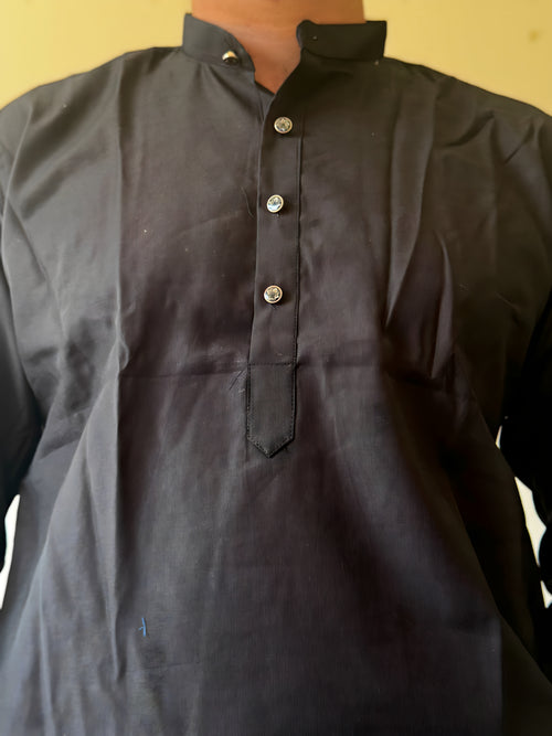 Black Plain Men Kurta