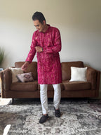 Rani Pink Bandhani Men Kurta