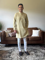 Light Green Linen Men Kurta