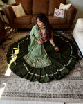Green Chaniya Choli with Multicolor Blouse – 18 Metre Gher