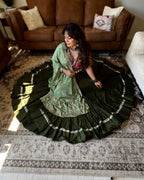 Green Chaniya Choli with Multicolor Blouse – 18 Metre Gher