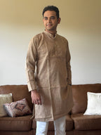 Light Brown Linen Men Kurta