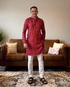 Red Bandhani Kurta