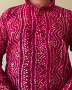 Rani Pink Bandhani Men Kurta