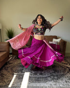 Black & Purple Chaniya Choli with Pink Dupatta
