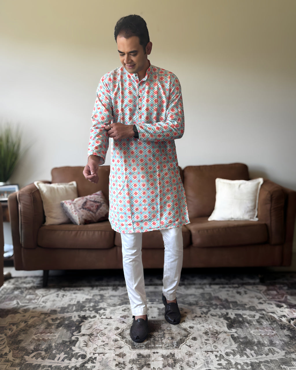 Multicolor Cotton Men Kurta