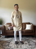Beige Work Men Kurta