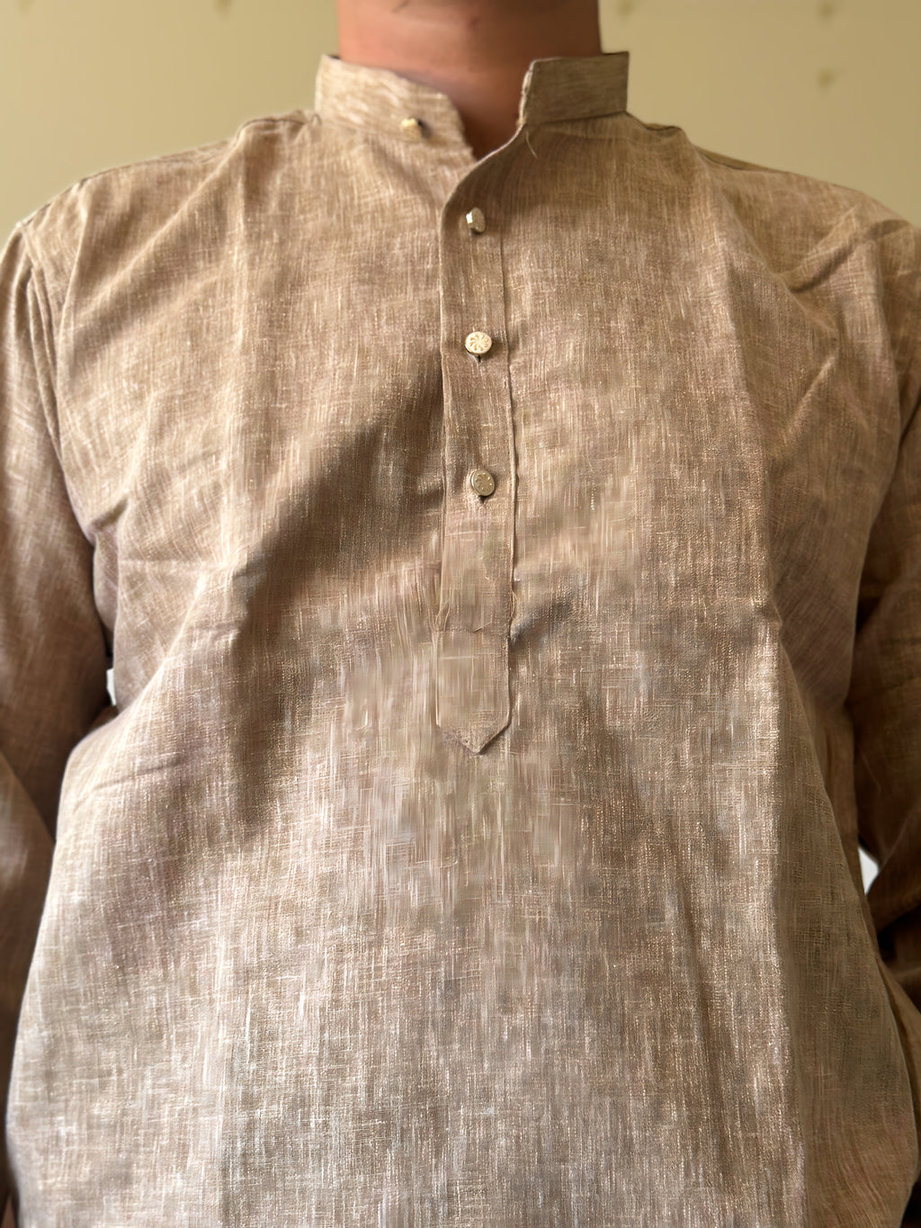 Light Brown Linen Men Kurta