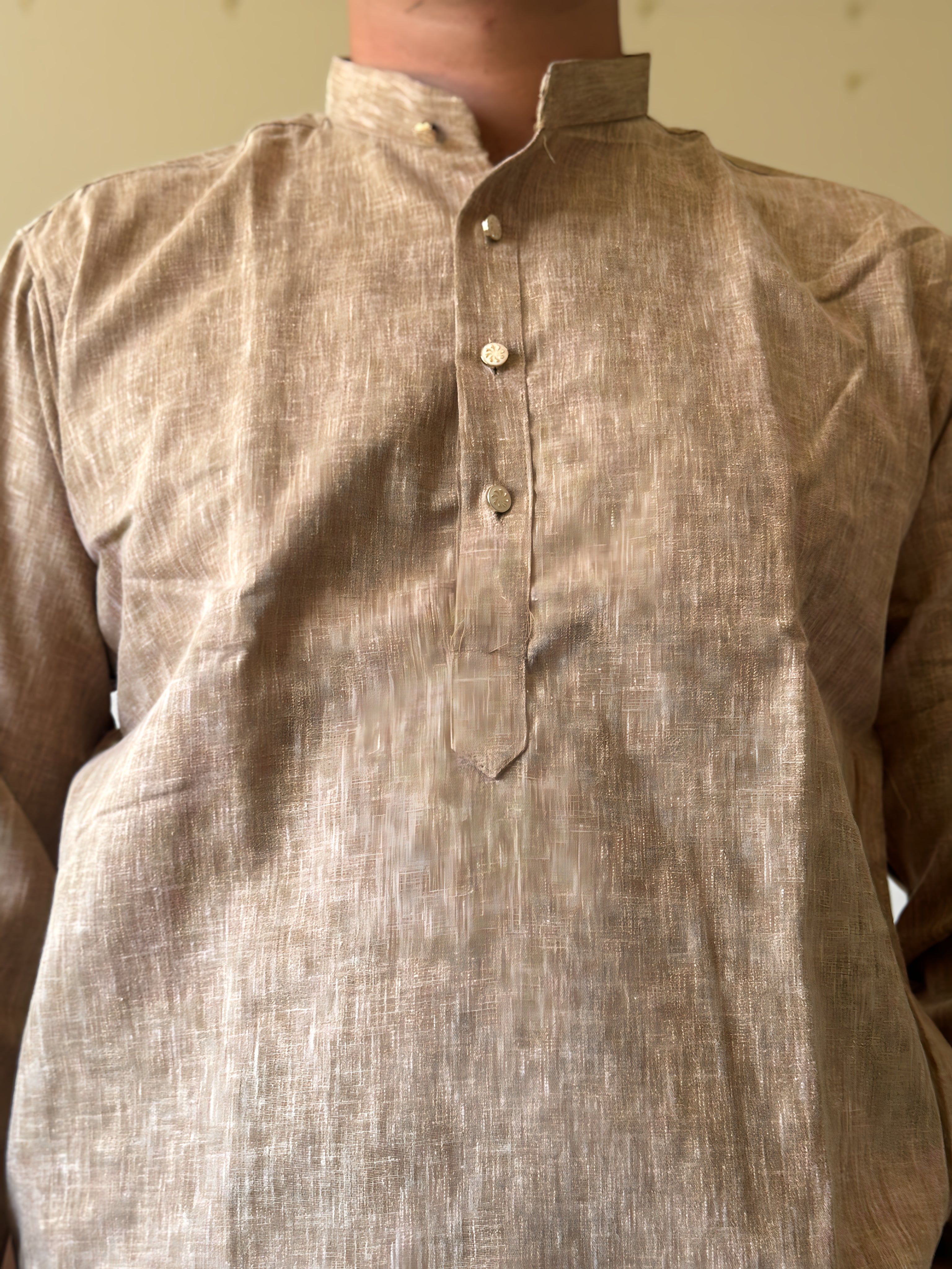 Light Brown Linen Men Kurta