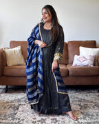 Blue Shimmer Glass Tissue Kurta Set for Women