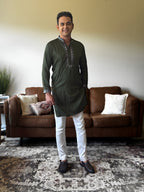 Green Work Men Kurta