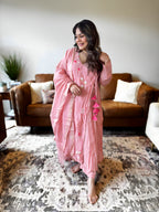 Baby Pink Mul Chanderi Kurta Set for Women