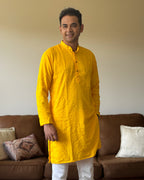 Yellow Lucknowi Men Kurta