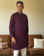 Wine Lucknowi Men Kurta