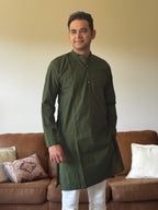 Green Plain Men Kurta