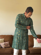Green Bandhani Men Kurta