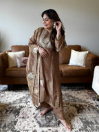 Copper Shimmer Glass Tissue Kurta Set for Women