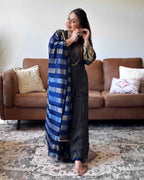Blue Shimmer Glass Tissue Kurta Set for Women