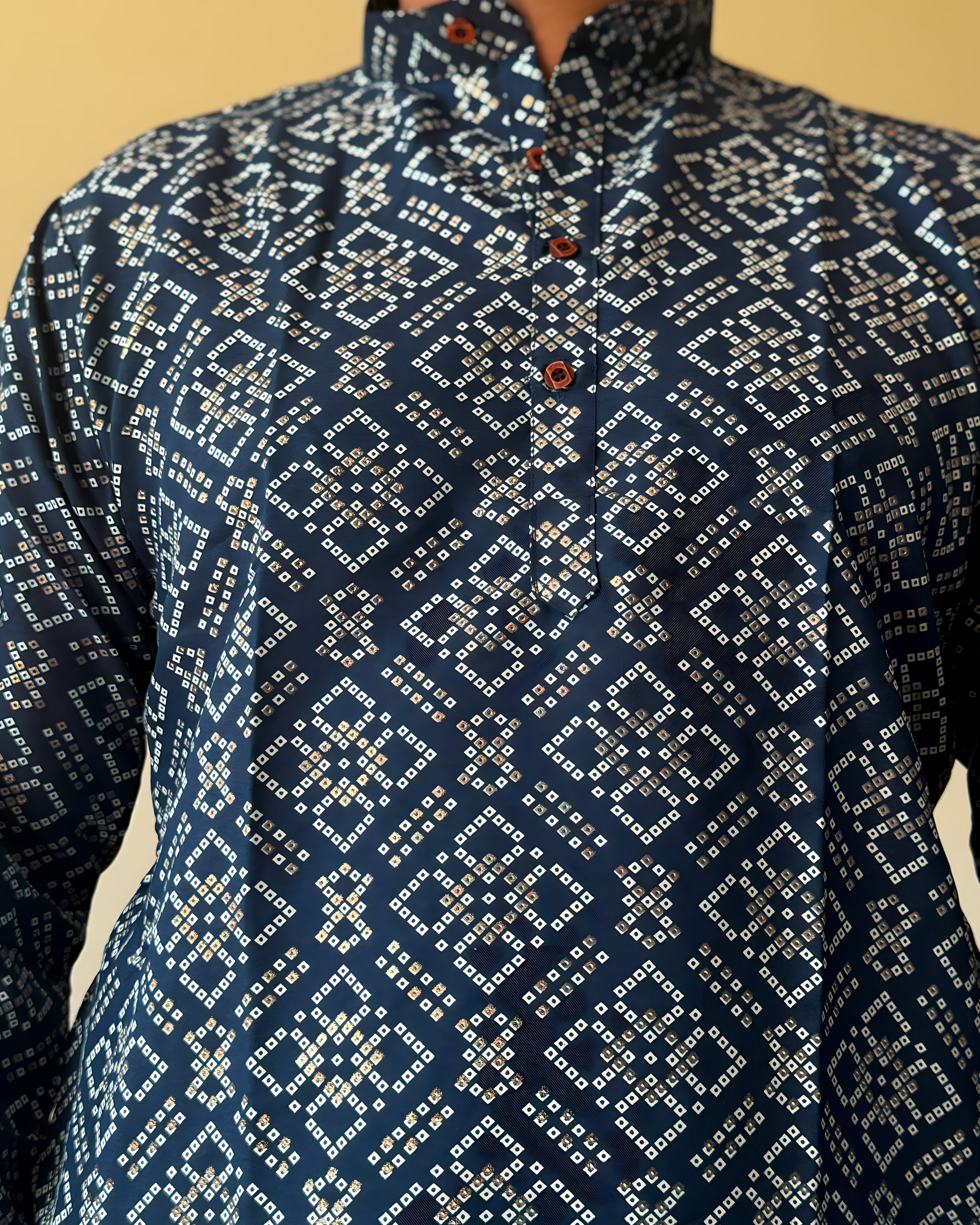 Blue Bandhani Men Kurta